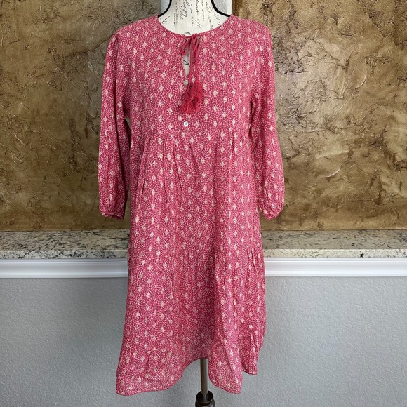 NWT Scandal Italy Ordell Tiered Ruffle Mini Dress Womens Medium Floral Boho Pink - Picture 2 of 16